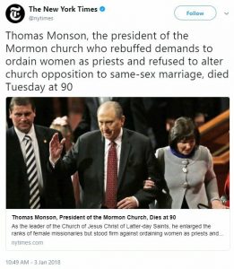 New York Times Disrespects late Thomas S. Monson