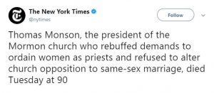 New York Times Disrespect Thomas S. Monson