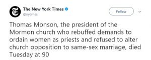 New York Times Disrespect Thomas S. Monson