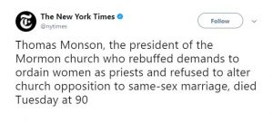 New York Times Disrespect Thomas S. Monson