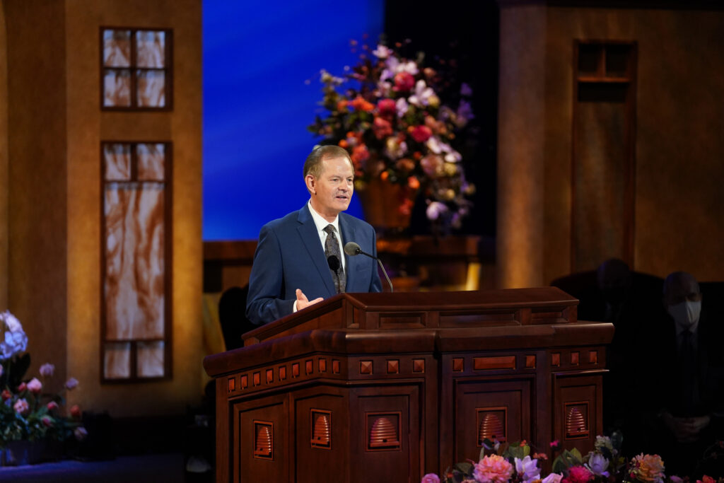 Elder Gary E. Stevenson speaks during the Saturday morning session of the 191st Annual General Conference on April 3, 2021. Credit: The Church of Jesus Christ of Latter-day Saints