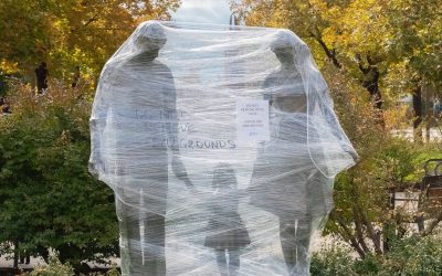 BYU statues wrapped to prevent vandalism during Utah rivalry game
