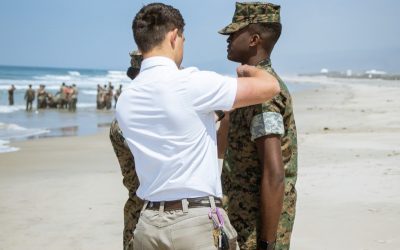 Missionary pins Marine in historic promotion ceremony